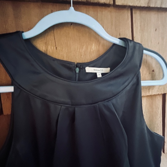 RW&CO Black Satin Knee Length Lined Cocktail Evening Fitted Sheath Dress 10 - Picture 4 of 10